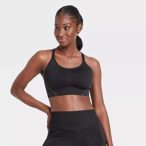 High Support Seamless Bonded Sports Bra, Black